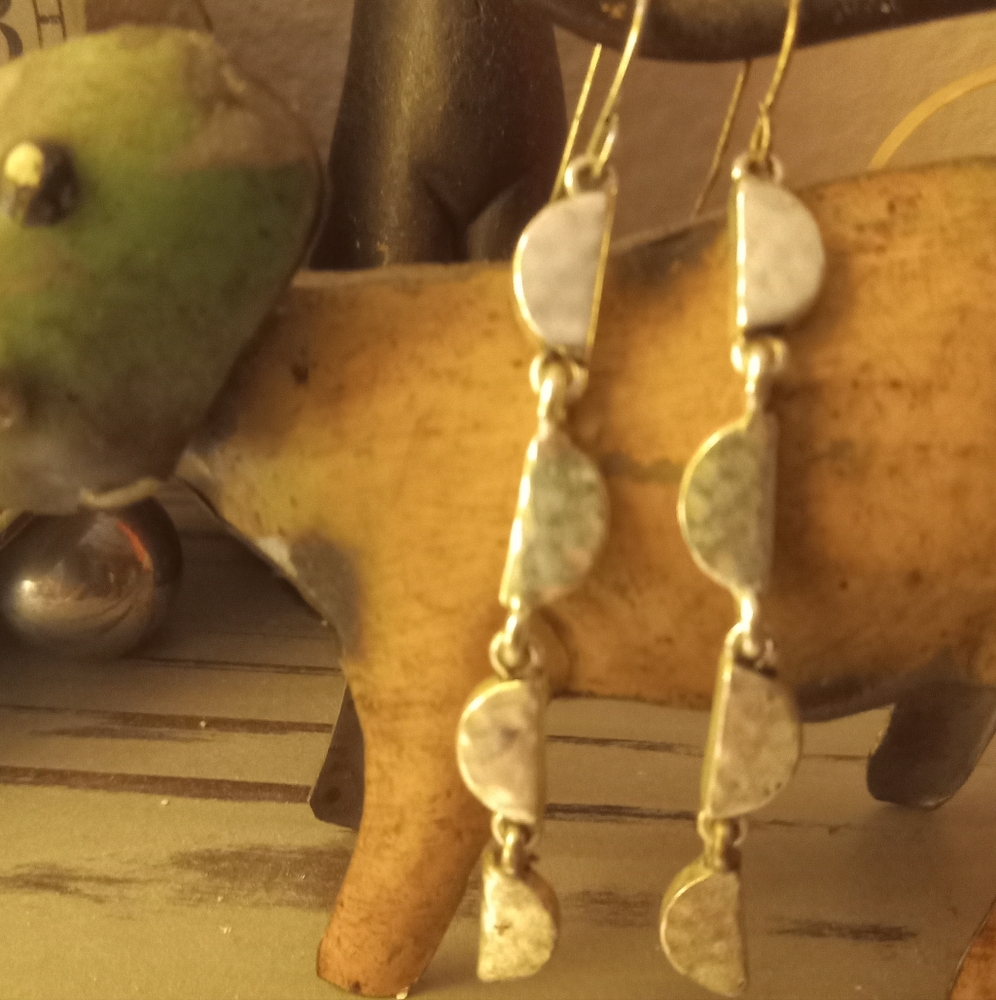 🥰 5/$25 - Silver Hammered Half Moon Dangle Earrings
